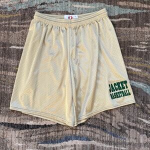 Men's Vintage 90's Dodger Jacket Basketball Gold Green Mesh Basketball Shorts XL